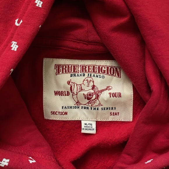 True Religion Sz XL Red Hoodie - Picture 8 of 11